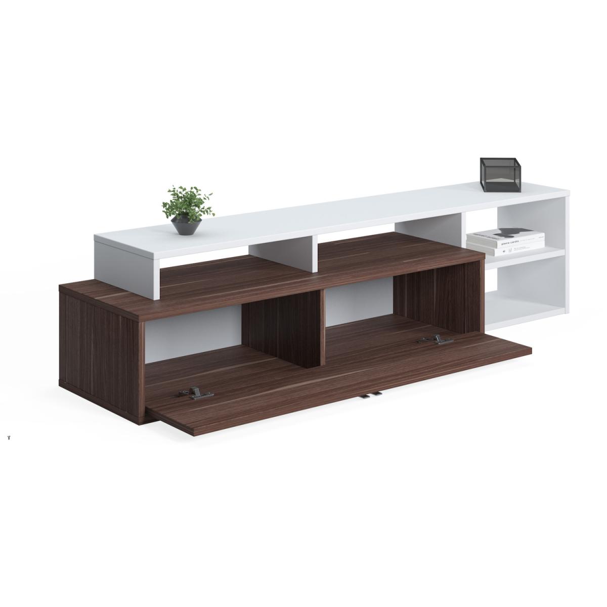 Optimo Adjustable TV Stand for TVs up to 80" by Ruumstore - Walnut/White – image 6