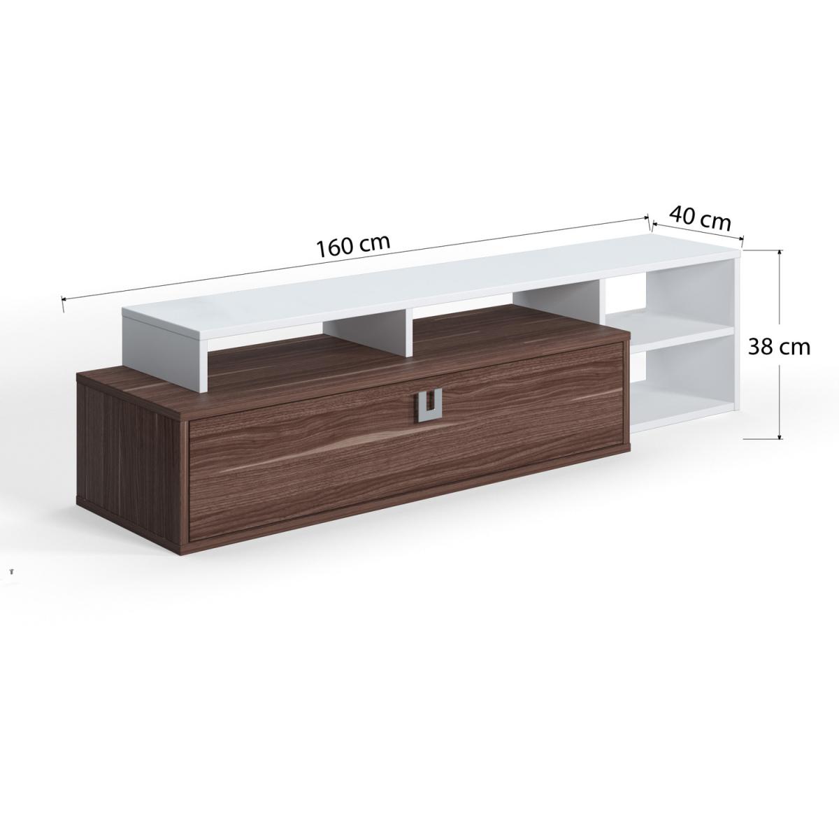 Optimo Adjustable TV Stand for TVs up to 80" by Ruumstore - Walnut/White – image 8