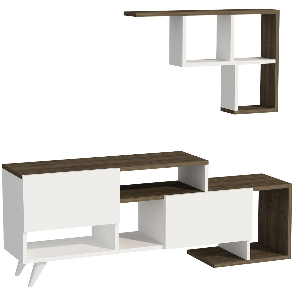 Pilmin TV Stand and Entertainment Center - White & Walnut – image 2