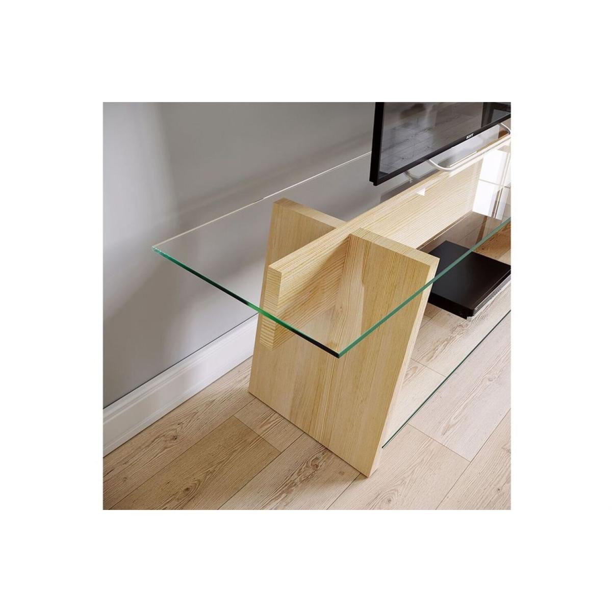 Solid Wood and Glass TV Unit Shelves Tv204 Transparent Maple - Transparent & Maple – image 3