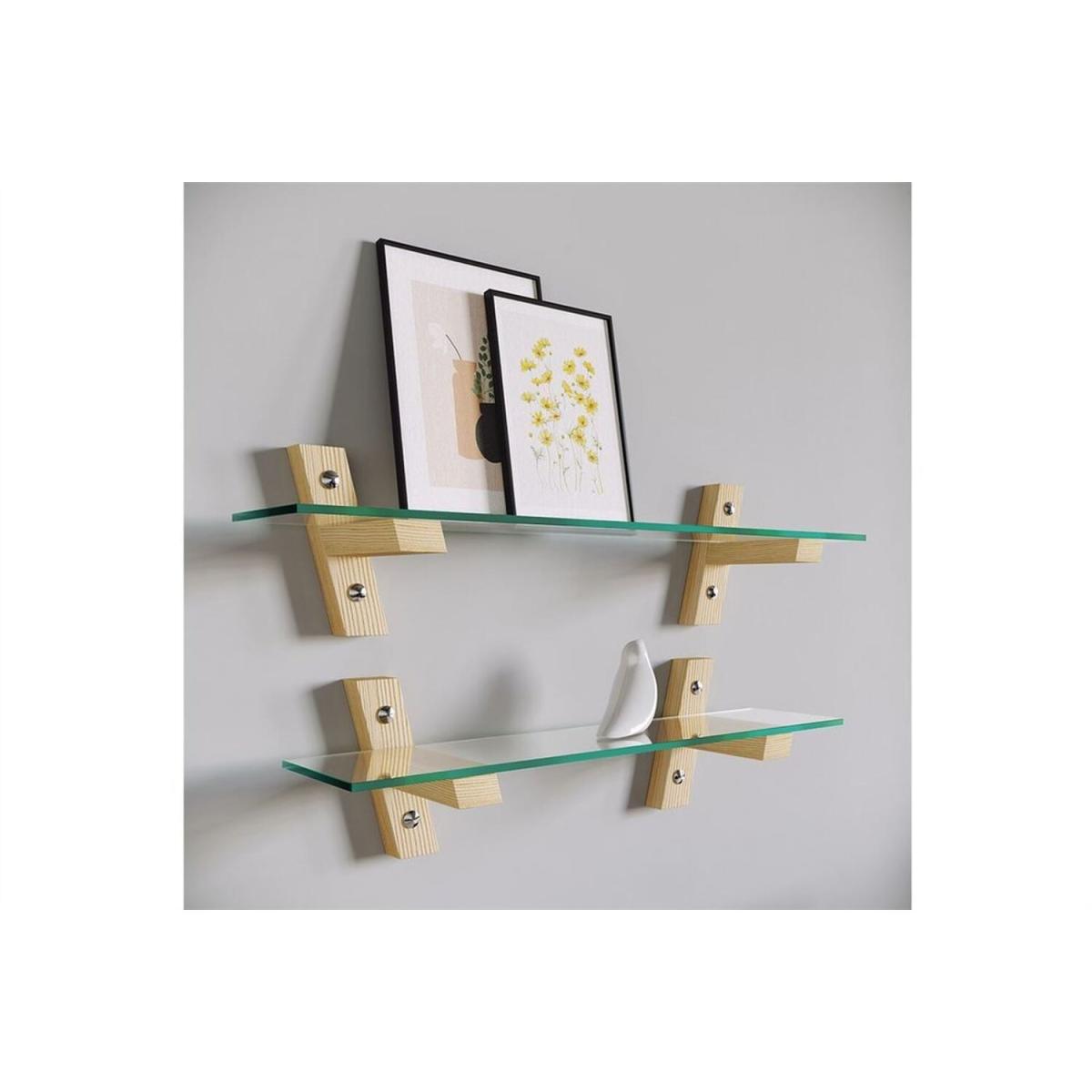 Solid Wood and Glass TV Unit Shelves Tv204 Transparent Maple - Transparent & Maple – image 4