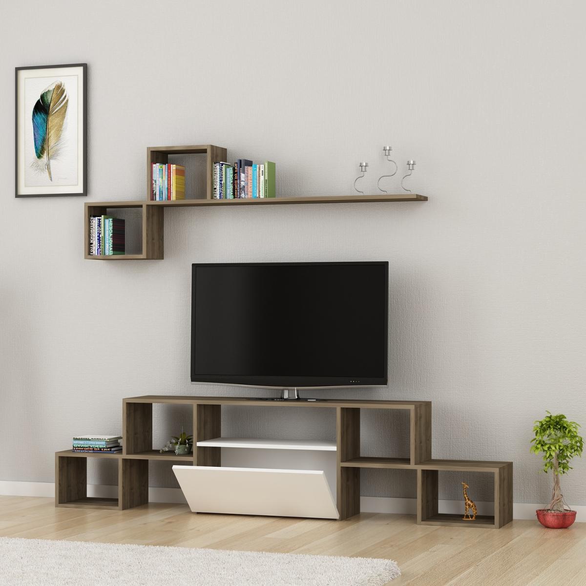 Kubra TV Unit Walnut White - Walnut – image 2