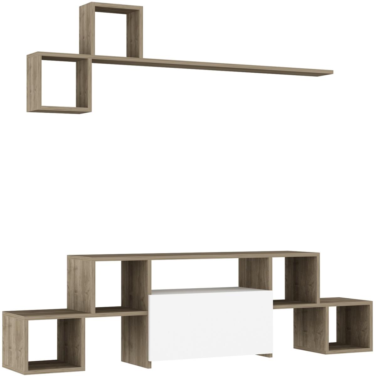 Kubra TV Unit Walnut White - Walnut – image 3