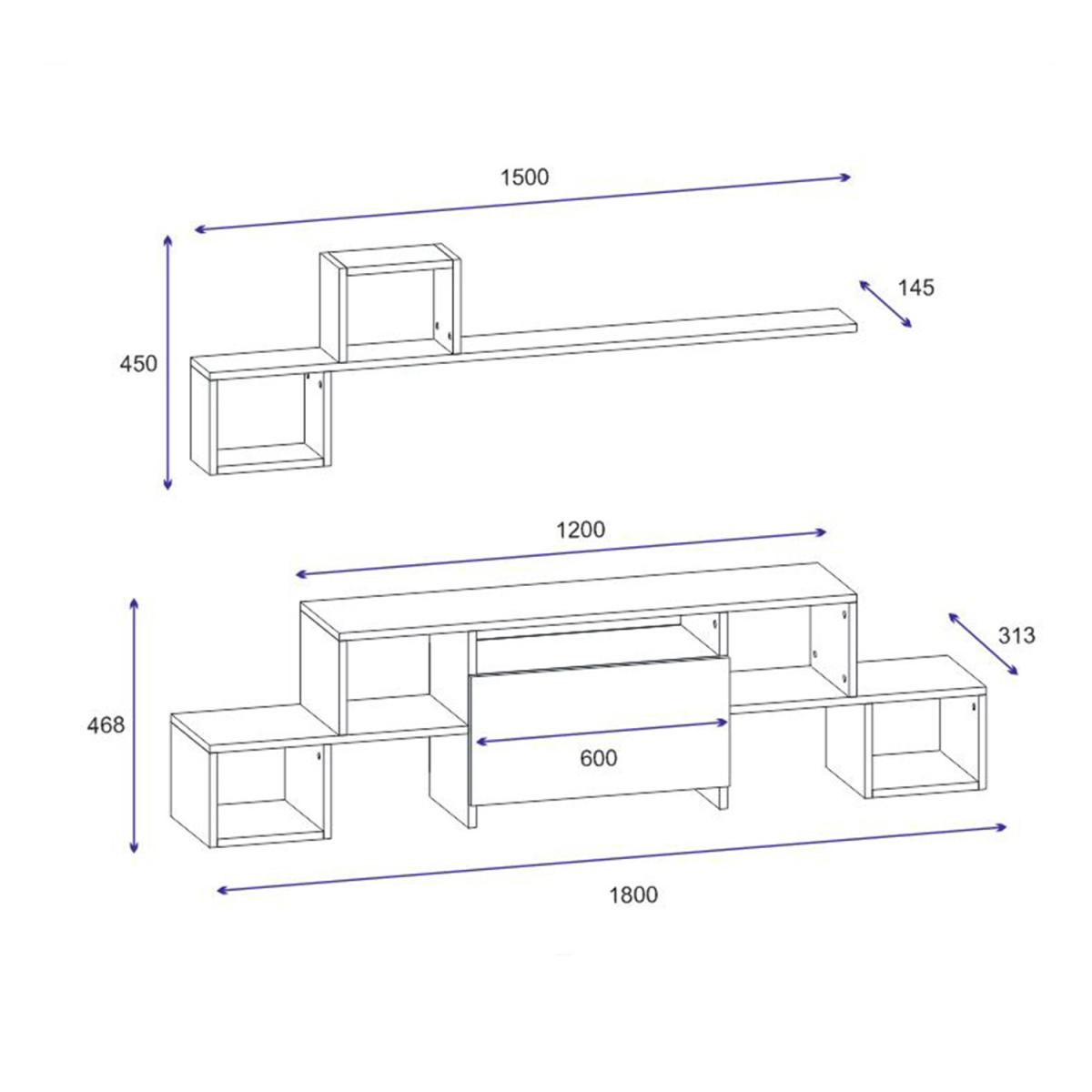 Kubra TV Unit Walnut White - Walnut – image 5