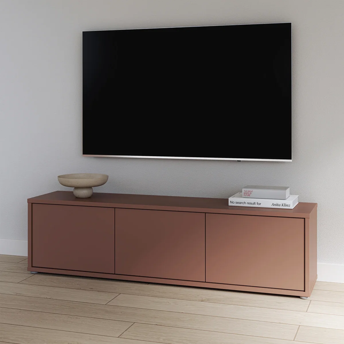 Alice Springs Wide TV Cabinet with 3 Doors Push-Open in Taupe - Terracotta – image 50