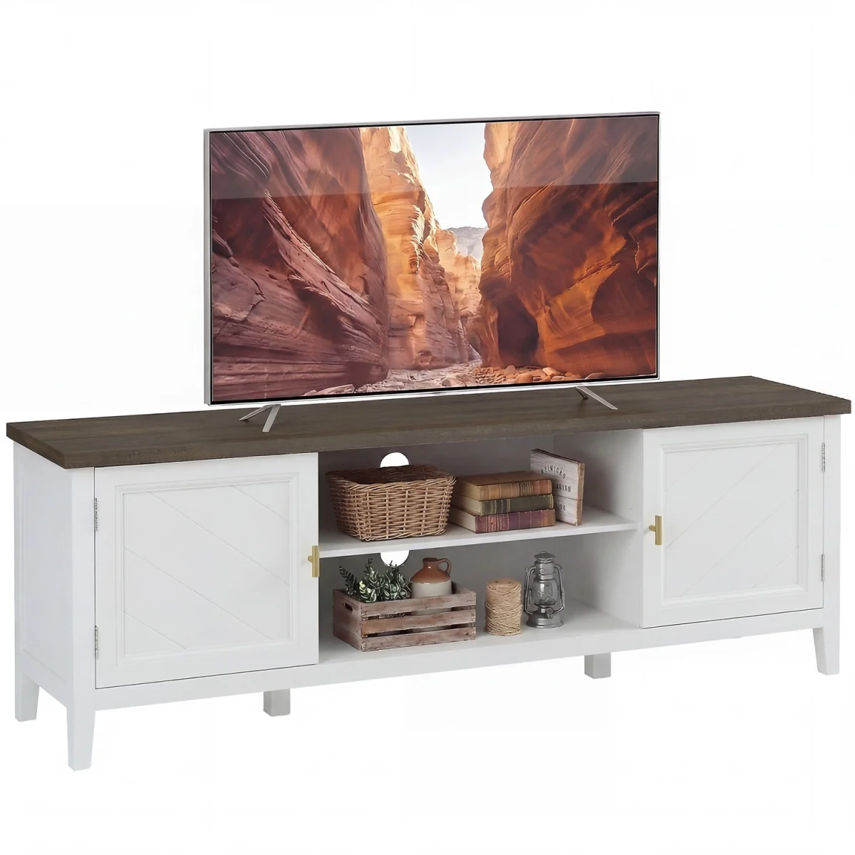 HOMCOM Farmhouse TV Unit for TVs up to 42 Inch - White – image 2