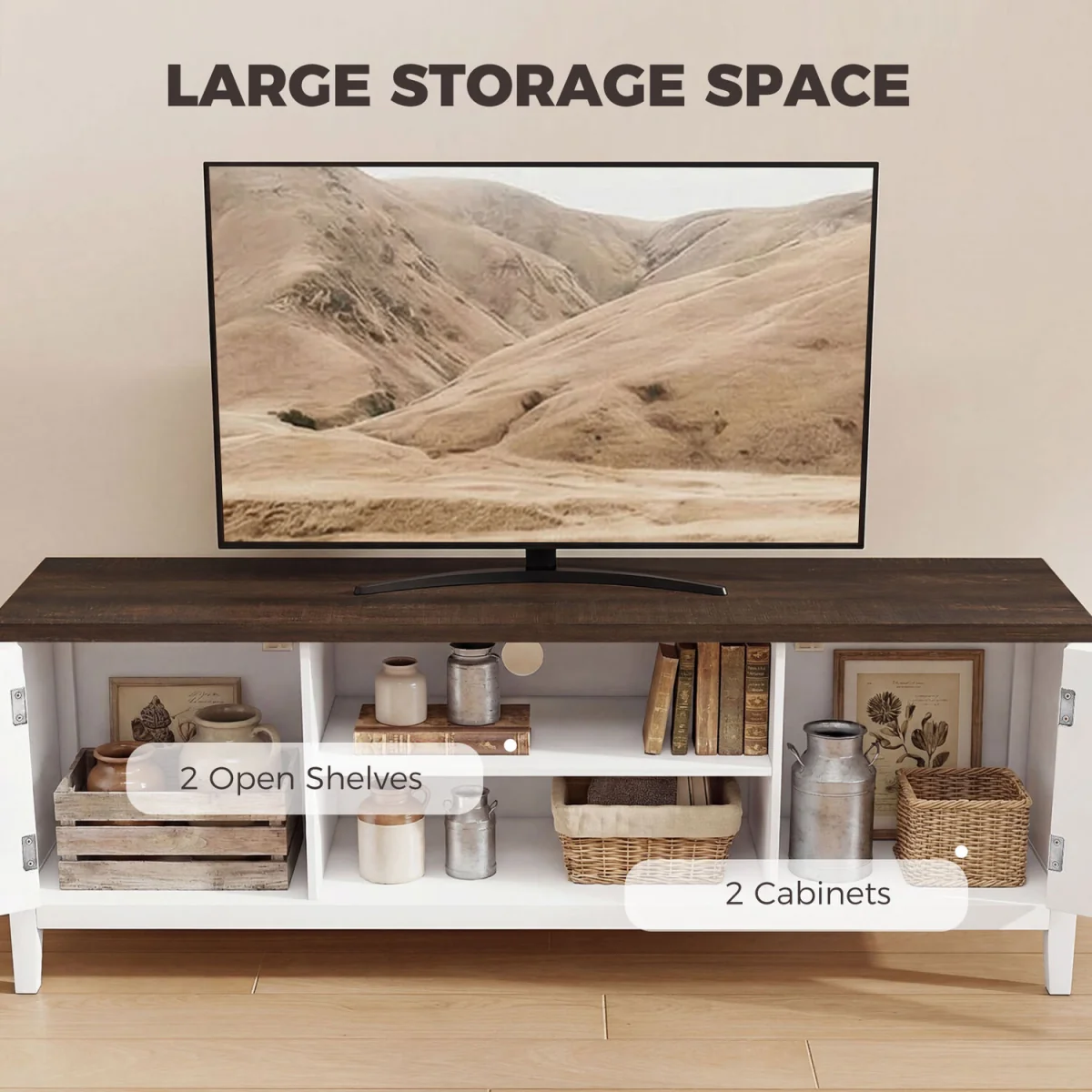 HOMCOM Farmhouse TV Unit for TVs up to 42 Inch - White – image 5