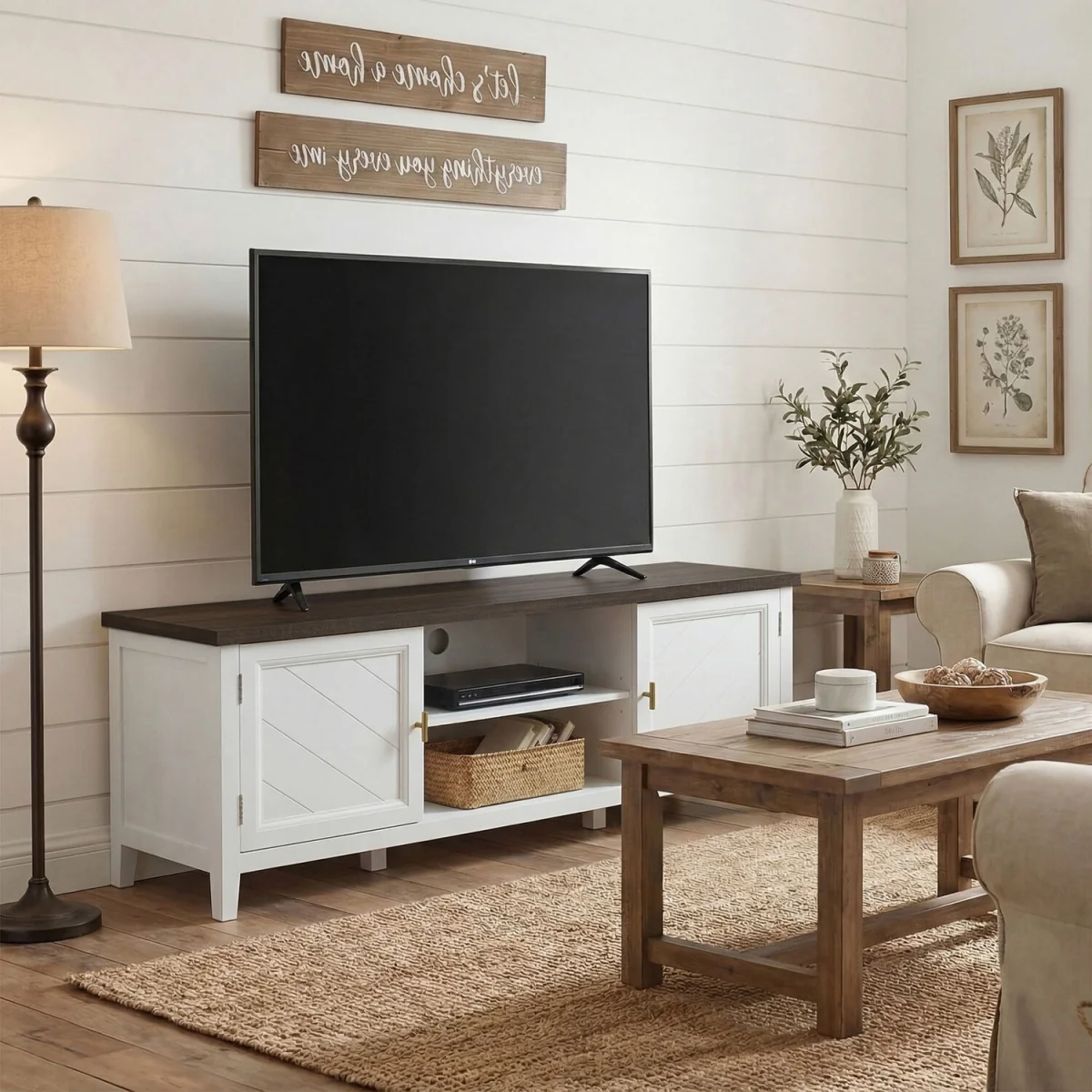 HOMCOM Farmhouse TV Unit for TVs up to 42 Inch - White – image 6