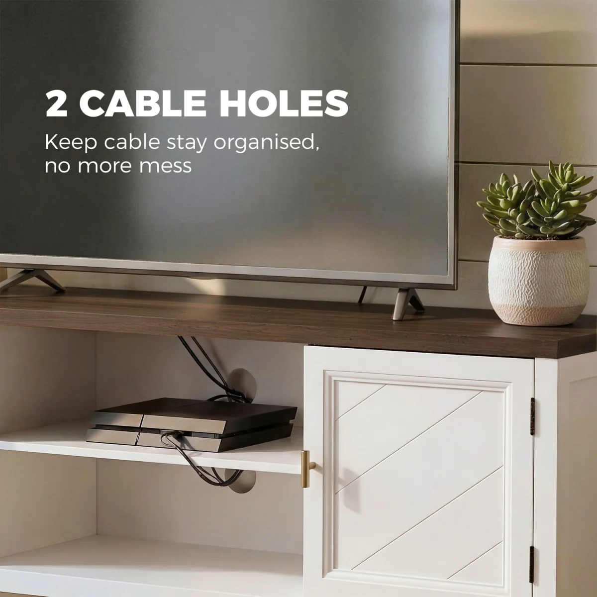 HOMCOM Farmhouse TV Unit for TVs up to 42 Inch - White – image 7