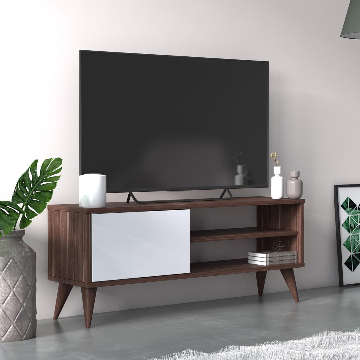 Vere TV Stand with 1 Door and Open Shelves - Ruumstore - Victoria Walnut – image 4
