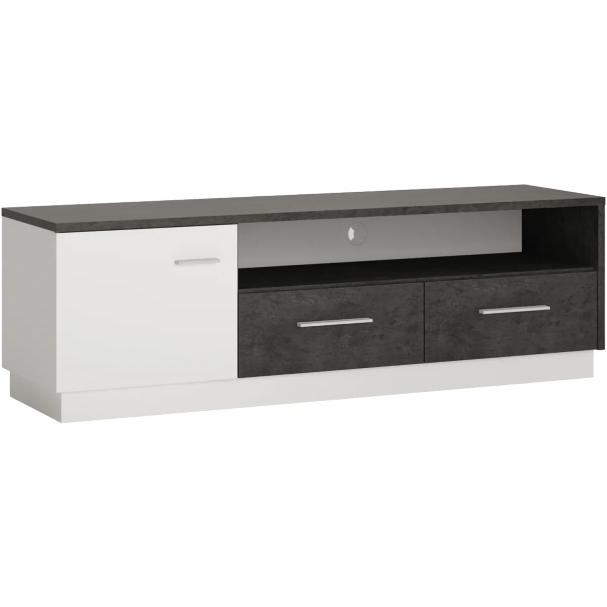 Zingaro 1 Door 2 Drawer Wide TV Cabinet - White & Black – image 2