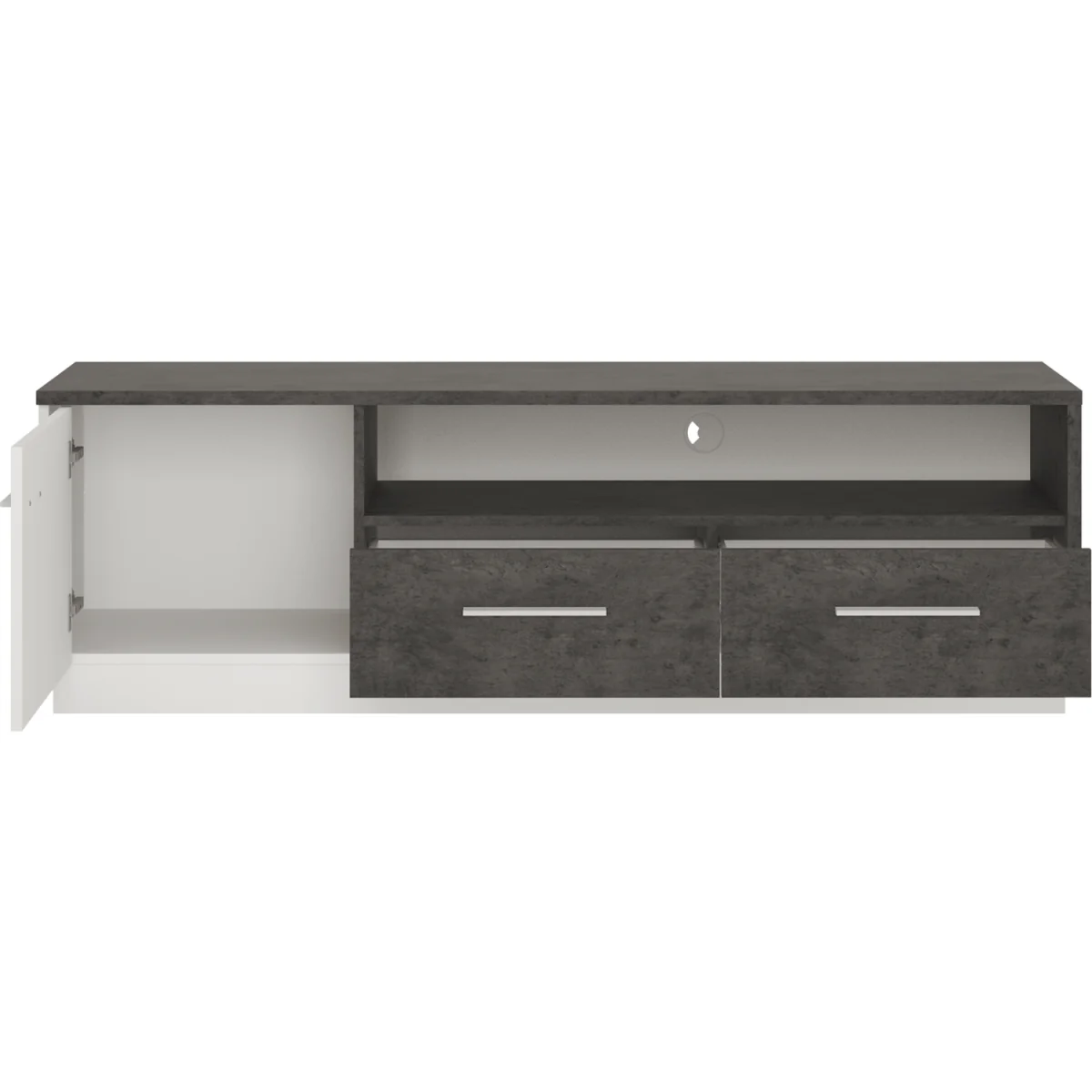 Zingaro 1 Door 2 Drawer Wide TV Cabinet - White & Black – image 3