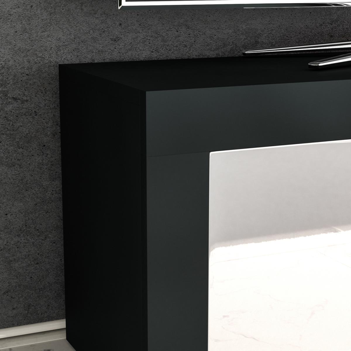 Eclipse 2 Door LED TV Unit - Black and White / Glass MDF Melamine – image 3