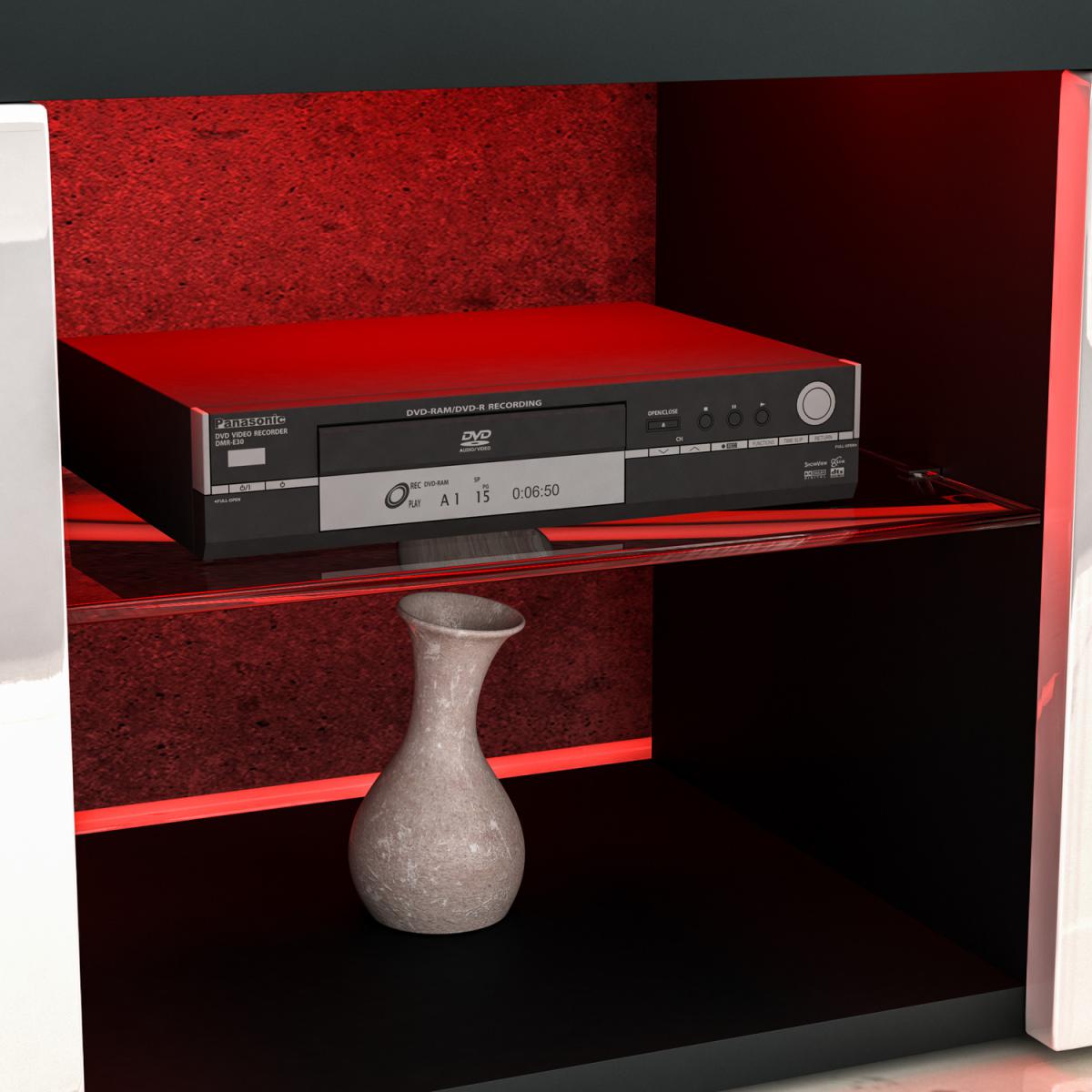 Eclipse 2 Door LED TV Unit - Black and White / Glass MDF Melamine – image 4