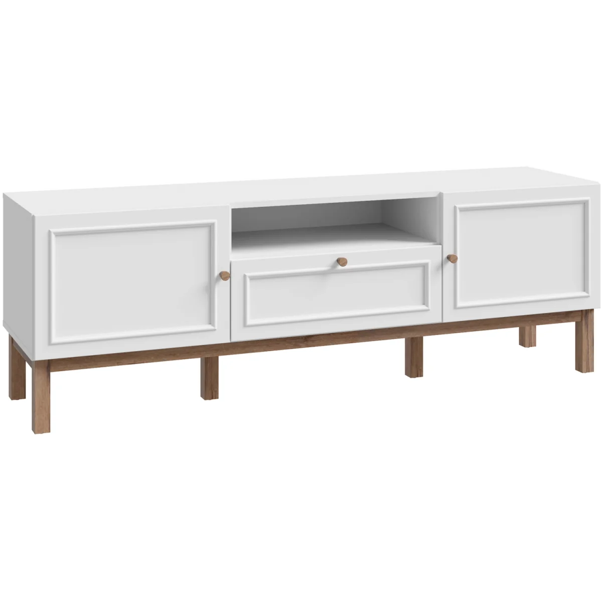 Wensley 2 Door 1 Drawer TV Unit in Light Grey and Oak - Light Grey & Oak – image 3