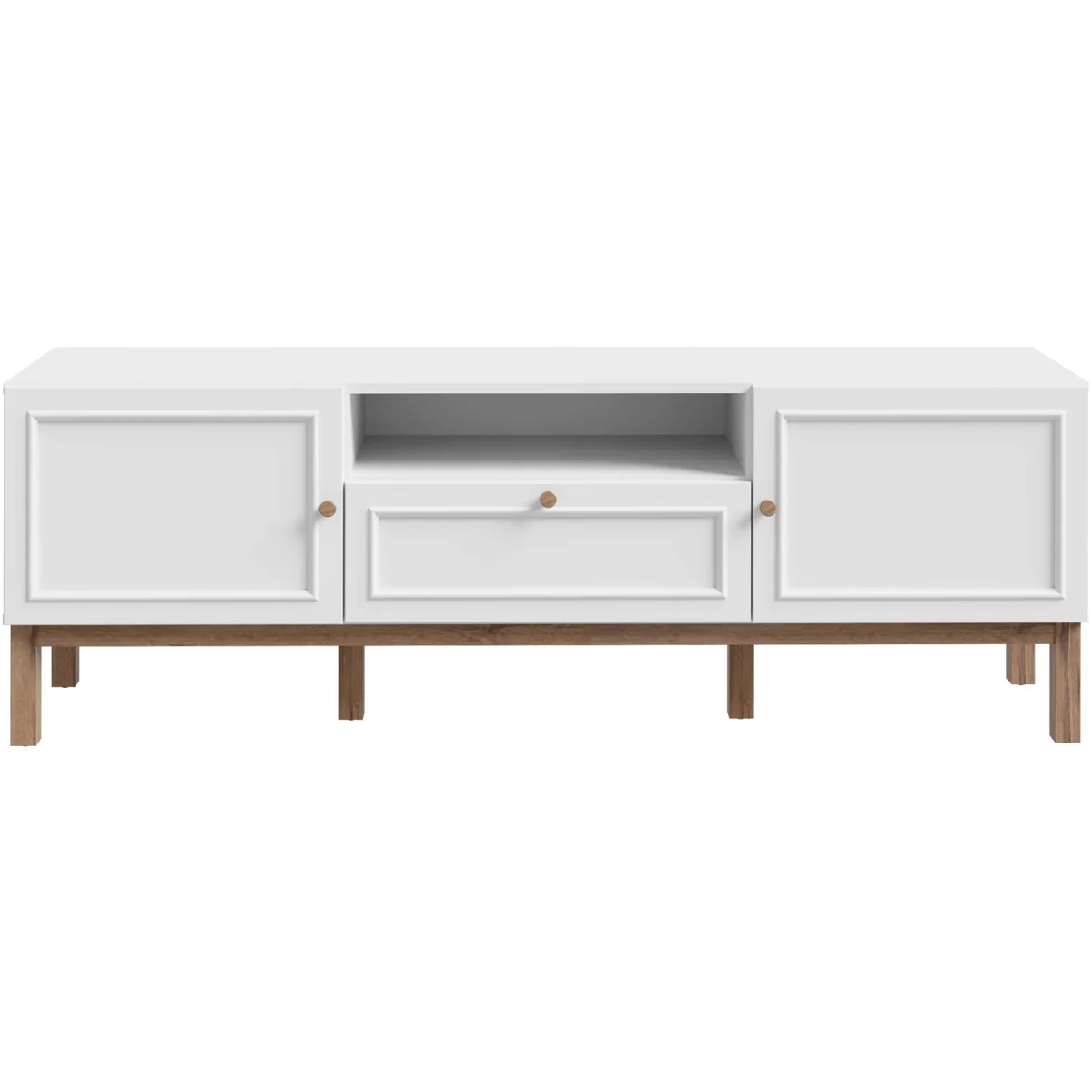 Wensley 2 Door 1 Drawer TV Unit in Light Grey and Oak - Light Grey & Oak – image 4