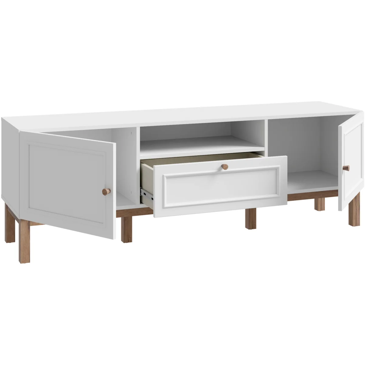Wensley 2 Door 1 Drawer TV Unit in Light Grey and Oak - Light Grey & Oak – image 5