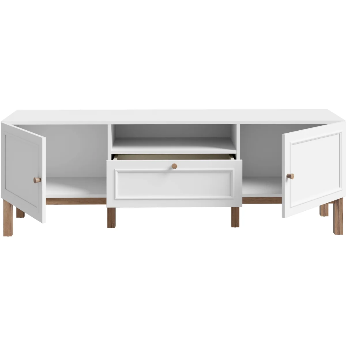 Wensley 2 Door 1 Drawer TV Unit in Light Grey and Oak - Light Grey & Oak – image 6