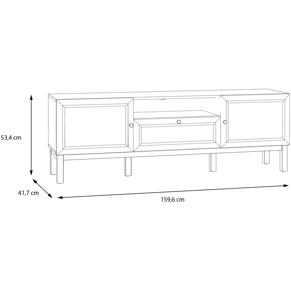 Wensley 2 Door 1 Drawer TV Unit in Light Grey and Oak - Light Grey & Oak – image 8