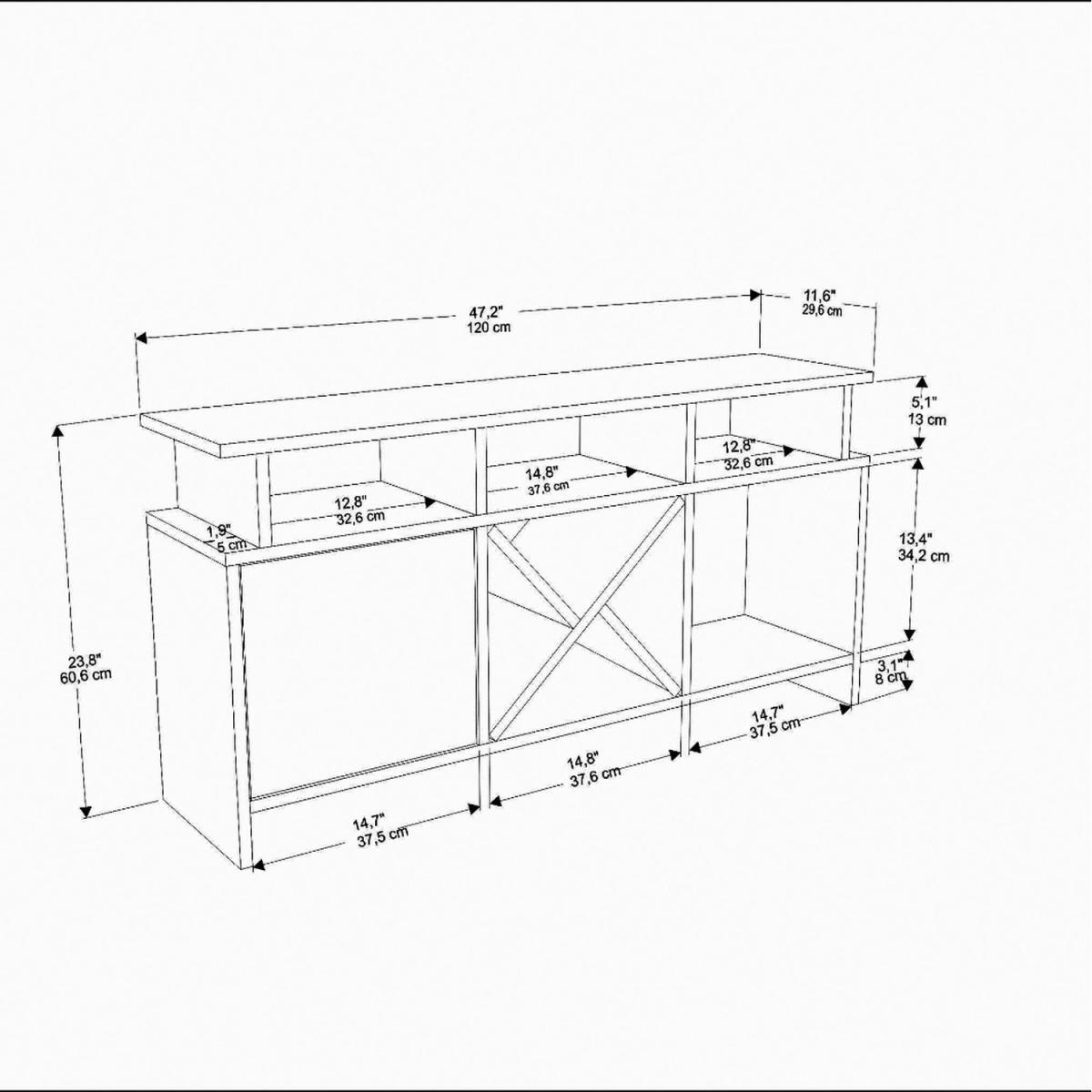 Auburn 120 cm Wide TV Unit and Media Console with Shelves - Anthracite – image 70