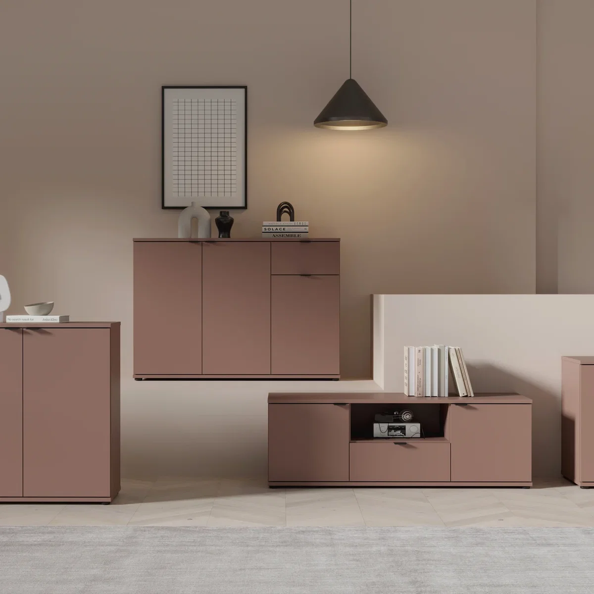 Ganymede Wide TV Unit with Open Shelf, Drawer & 2 Doors - Sage Green – image 12