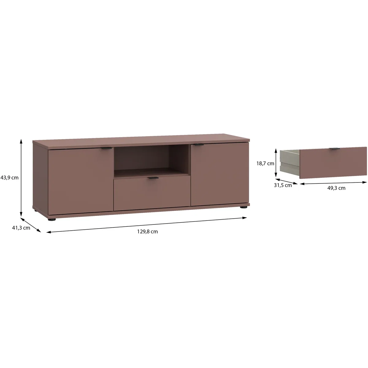 Ganymede Wide TV Unit with Open Shelf, Drawer & 2 Doors - Sage Green – image 15