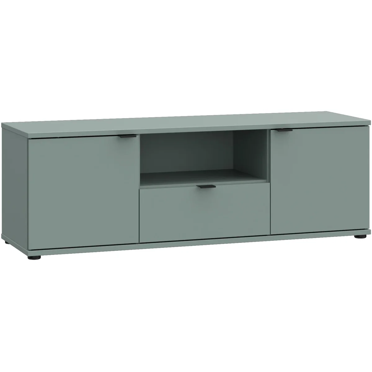 Ganymede Wide TV Unit with Open Shelf, Drawer & 2 Doors - Sage Green – image 16
