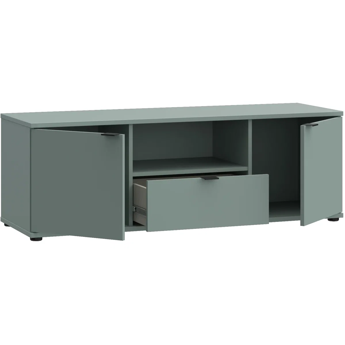 Ganymede Wide TV Unit with Open Shelf, Drawer & 2 Doors - Sage Green – image 18