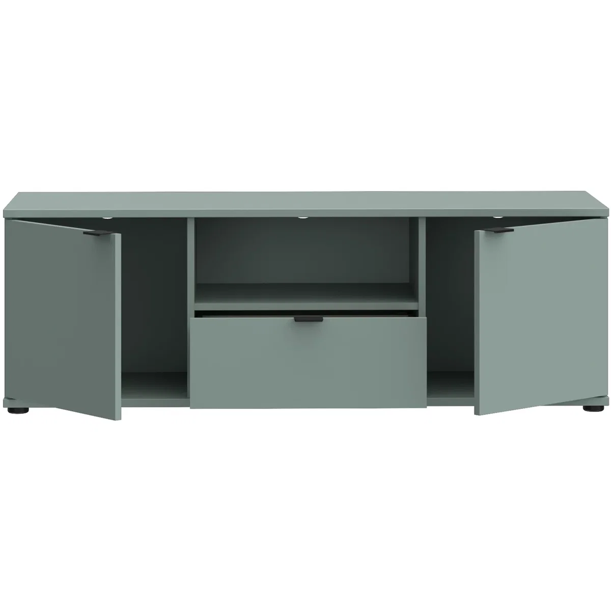 Ganymede Wide TV Unit with Open Shelf, Drawer & 2 Doors - Sage Green – image 19