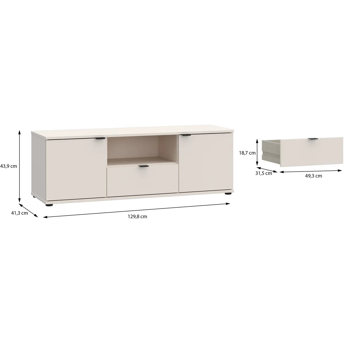Ganymede Wide TV Unit with Open Shelf, Drawer & 2 Doors - Sage Green – image 29