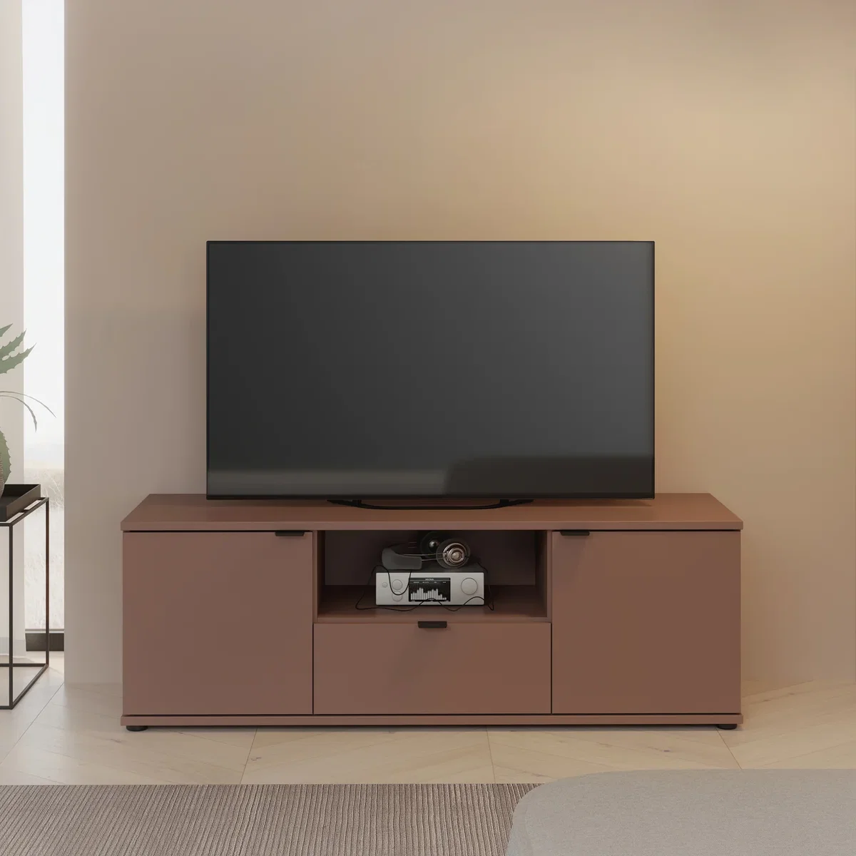 Ganymede Wide TV Unit with Open Shelf, Drawer & 2 Doors - Sage Green – image 7