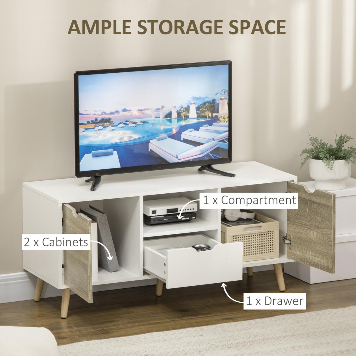 TV Unit Cabinet for TVs up to 50 Inches, TV Stand with Storage Cabinets - Grey – image 3