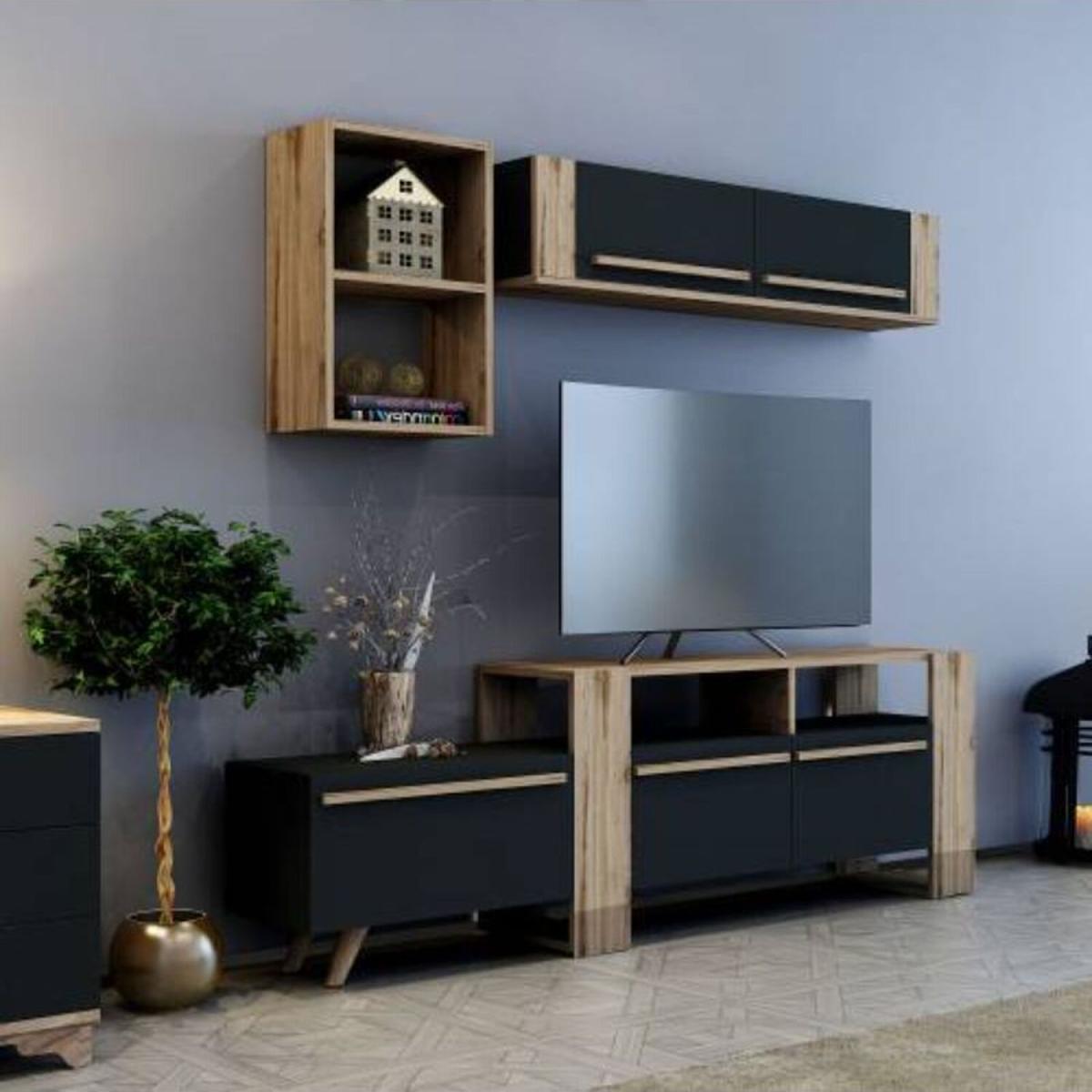 Anya TV Stand and Entertainment Center - Dark Oak & Anthracite – image 2