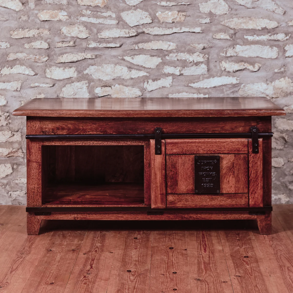 Solid Mango Wood TV Stand Cabinet - Brown – image 5