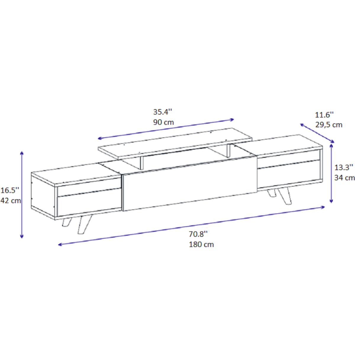 Sirius TV Stand and Media Console with Cabinets and Shelves - White & Walnut – image 6