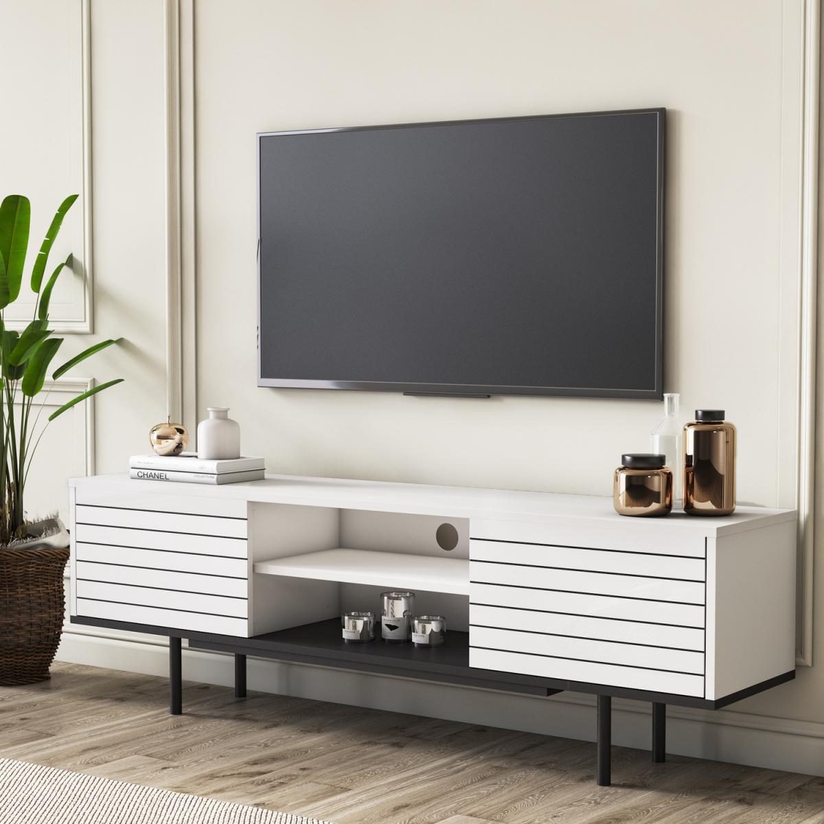 Colessa TV Stand-Black Walnut Colour - White – image 2