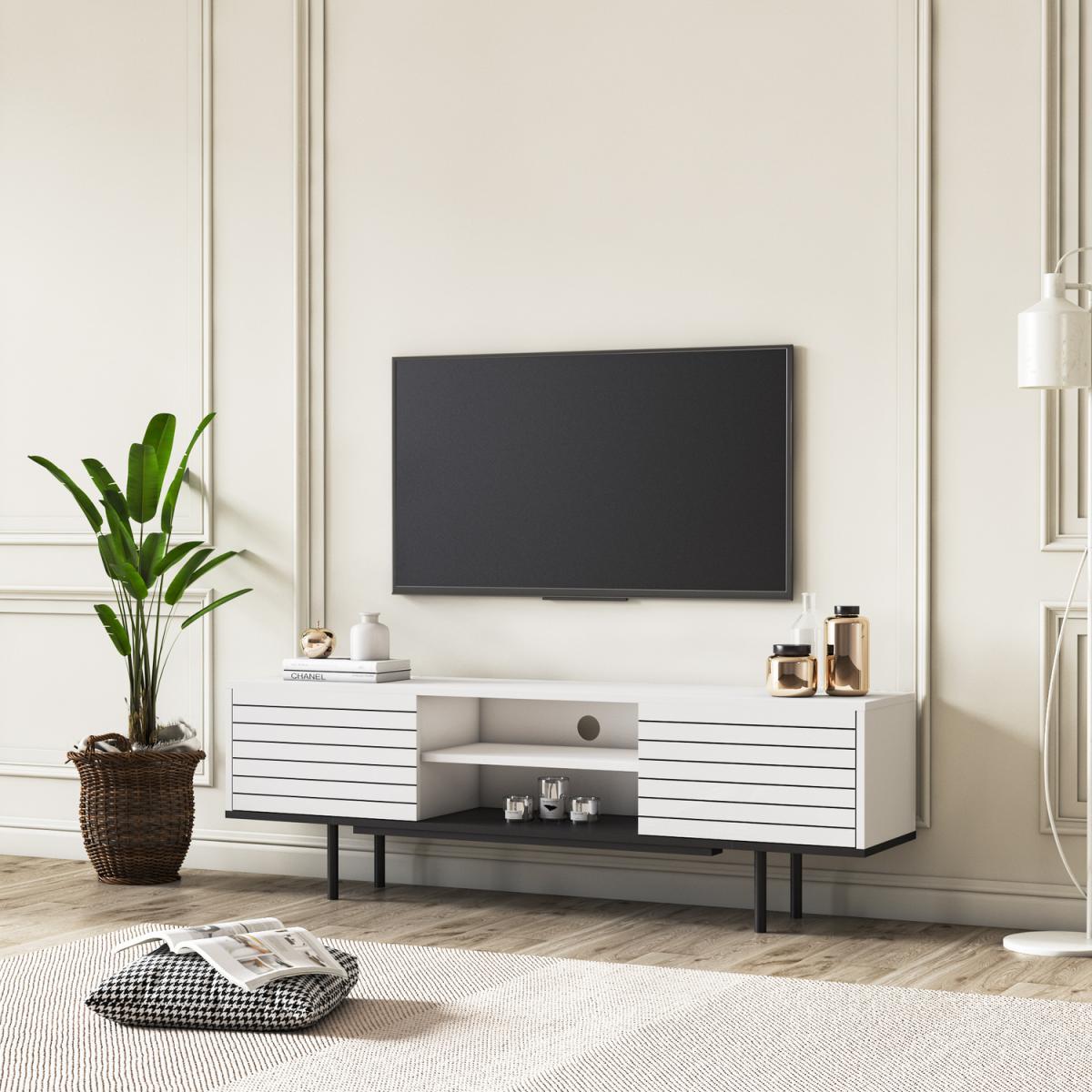 Colessa TV Stand-Black Walnut Colour - White – image 3