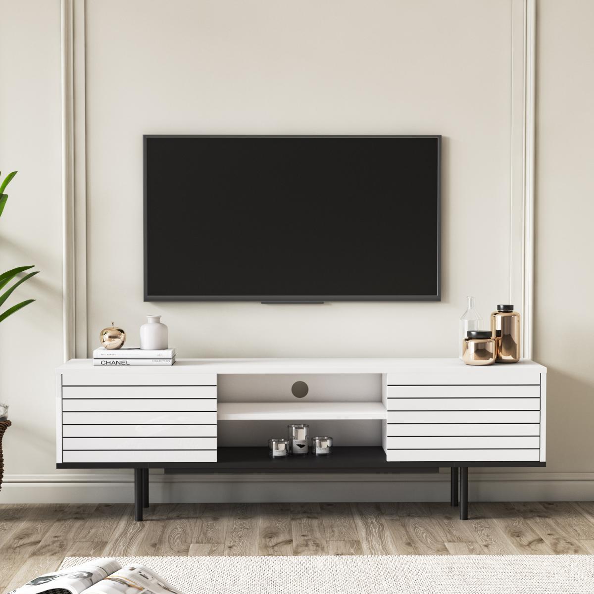 Colessa TV Stand-Black Walnut Colour - White – image 1