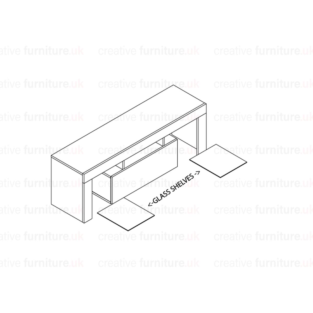 TV Unit 130cm - Oak  White - Colour: Oak Body & White Gloss Doors – image 3