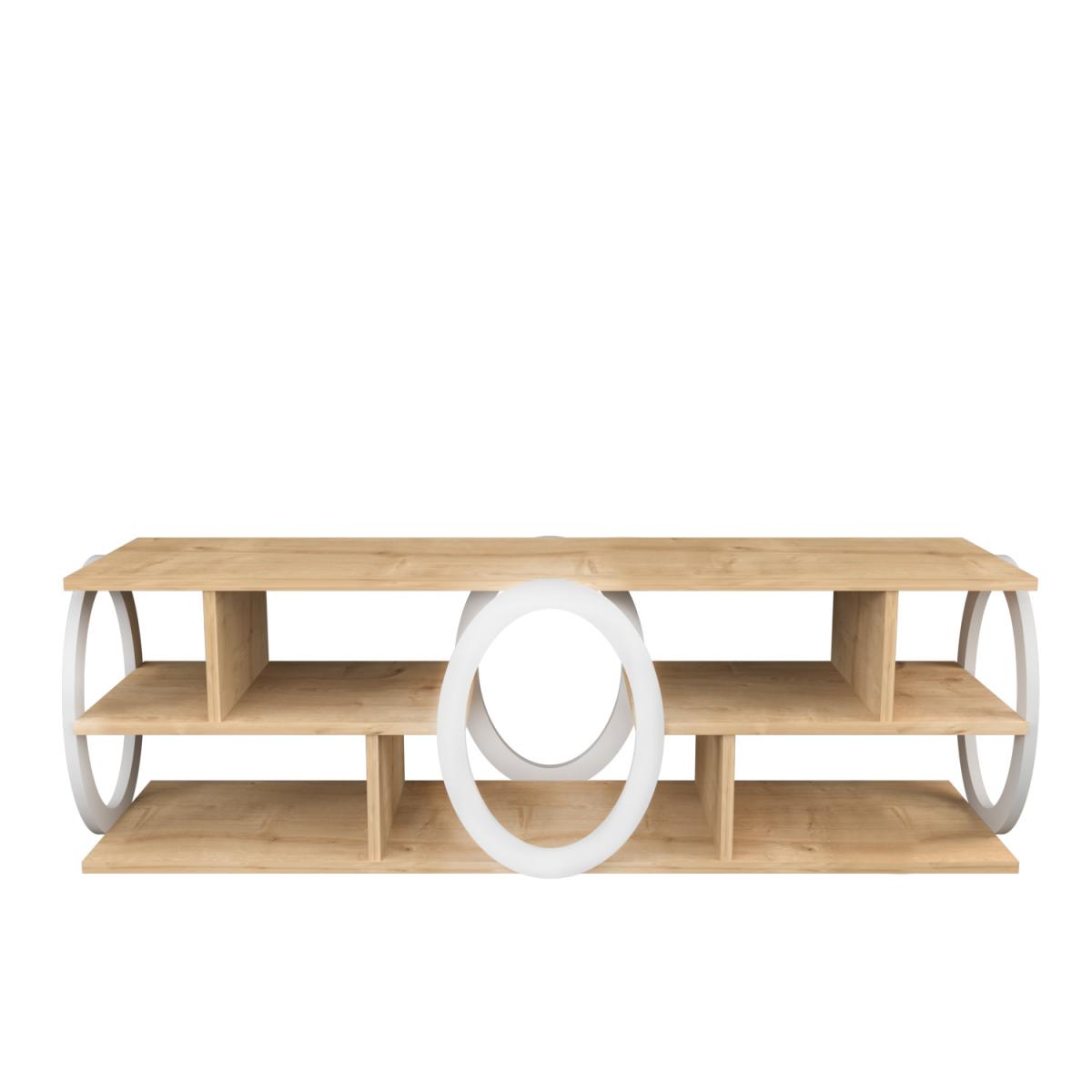 Fale 140cm Wide TV Unit with Shelves - Sapphire Oak and White – image 3