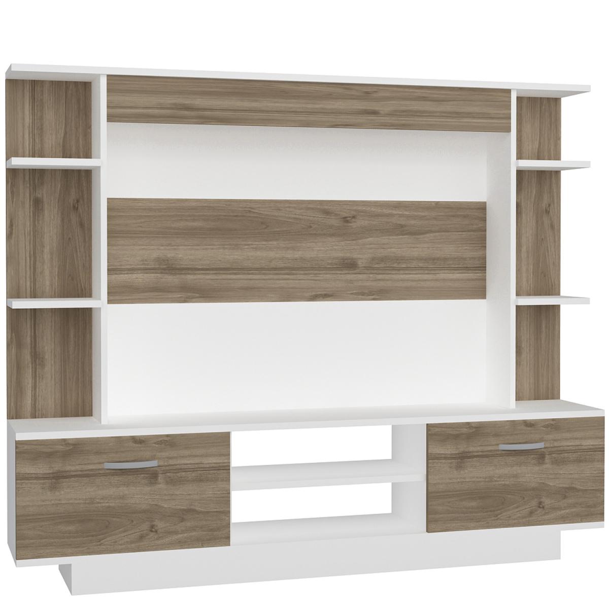 Light TV Unit White and Walnut - White and Walnut – image 3