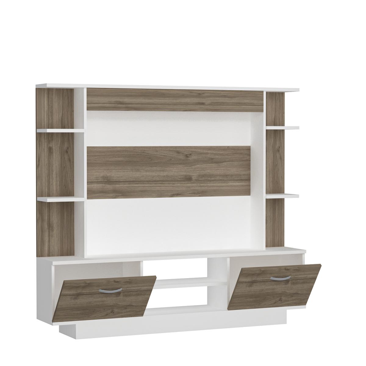 Light TV Unit White and Walnut - White and Walnut – image 4