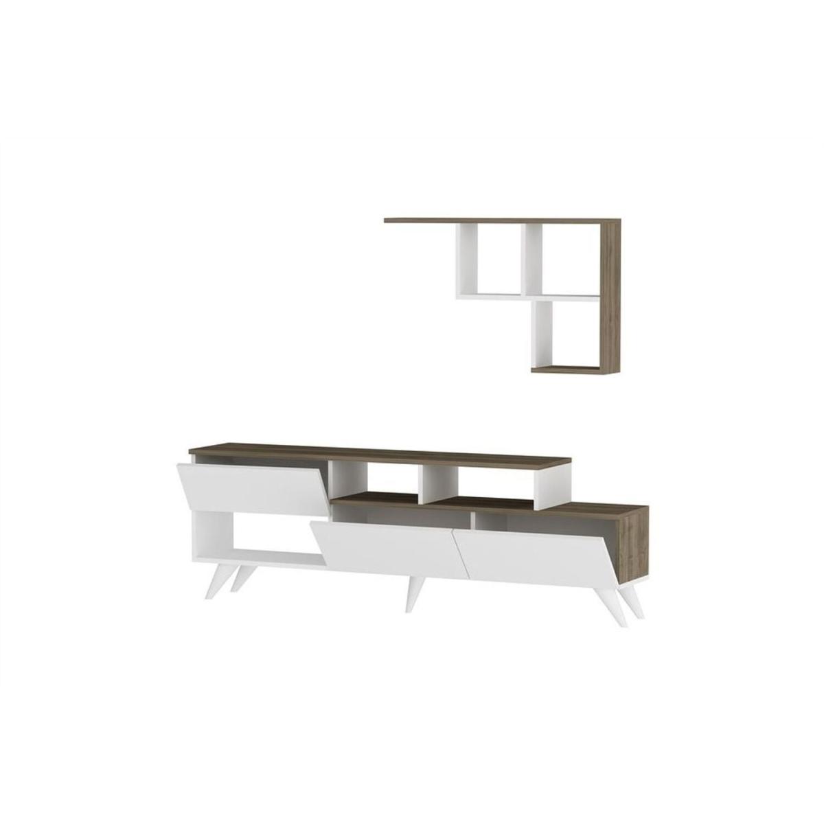 Hazan TV Unit White Walnut - White & Walnut – image 3