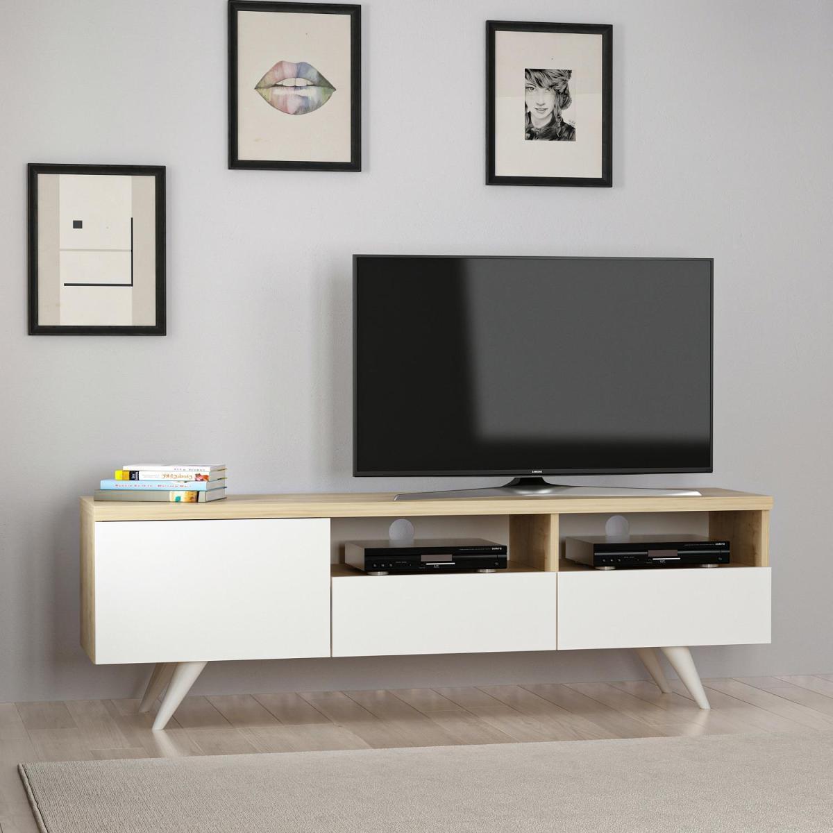 Brussels TV Stand, TV Table and Lowboard, White - White – image 3