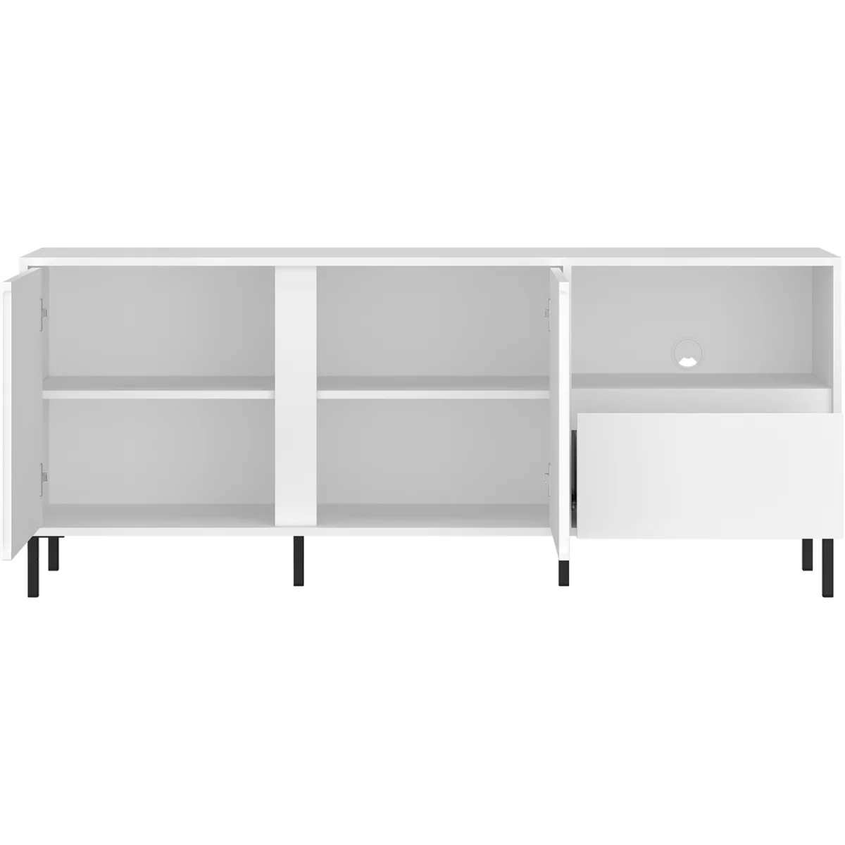 Avenale Wide TV Cabinet 2 Door 1 Drawer in Alpine White High Gloss - White – image 2