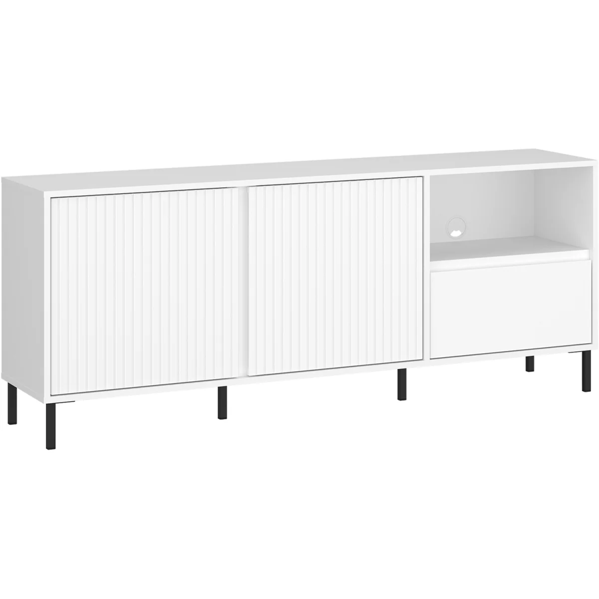 Avenale Wide TV Cabinet 2 Door 1 Drawer in Alpine White High Gloss - White – image 3