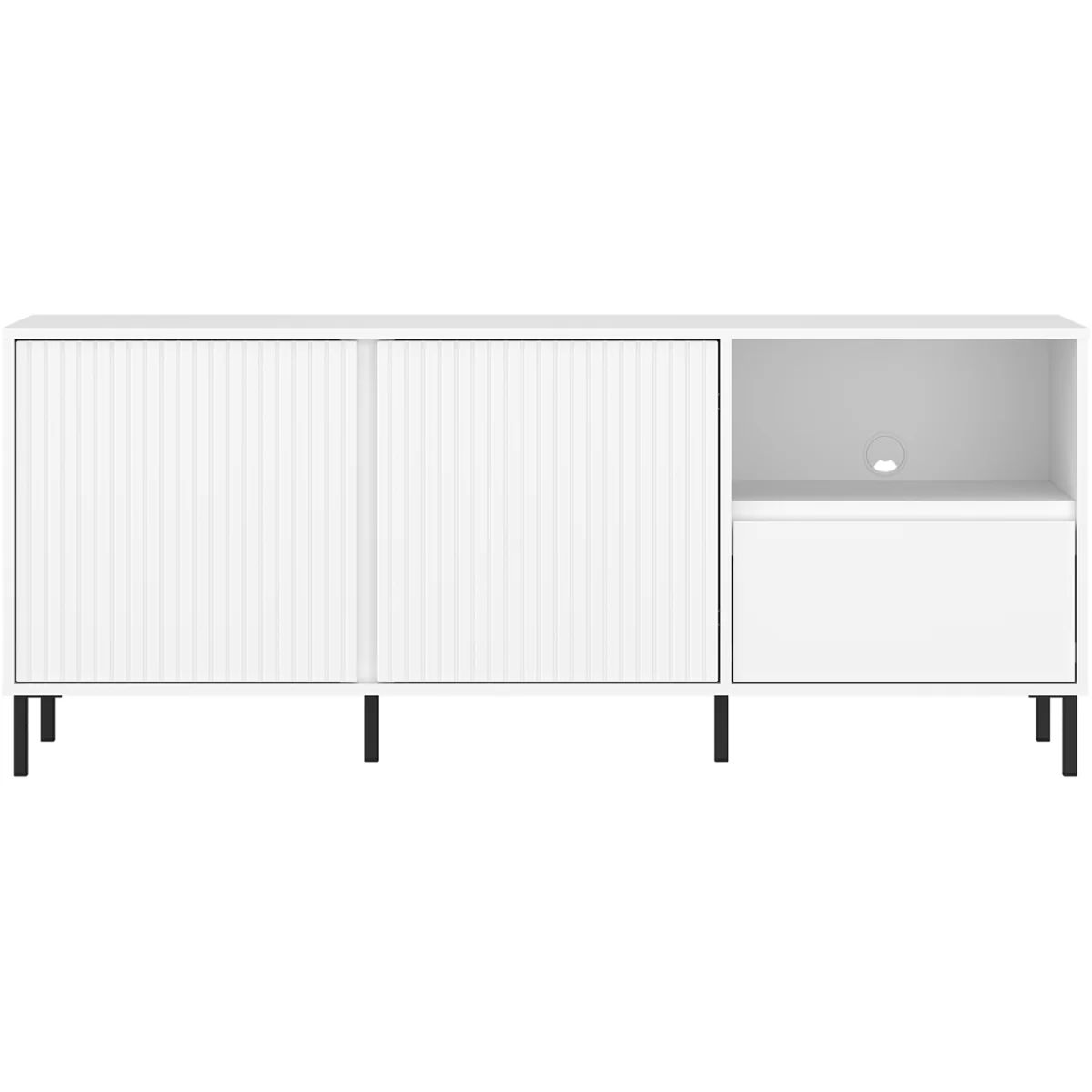 Avenale Wide TV Cabinet 2 Door 1 Drawer in Alpine White High Gloss - White – image 4