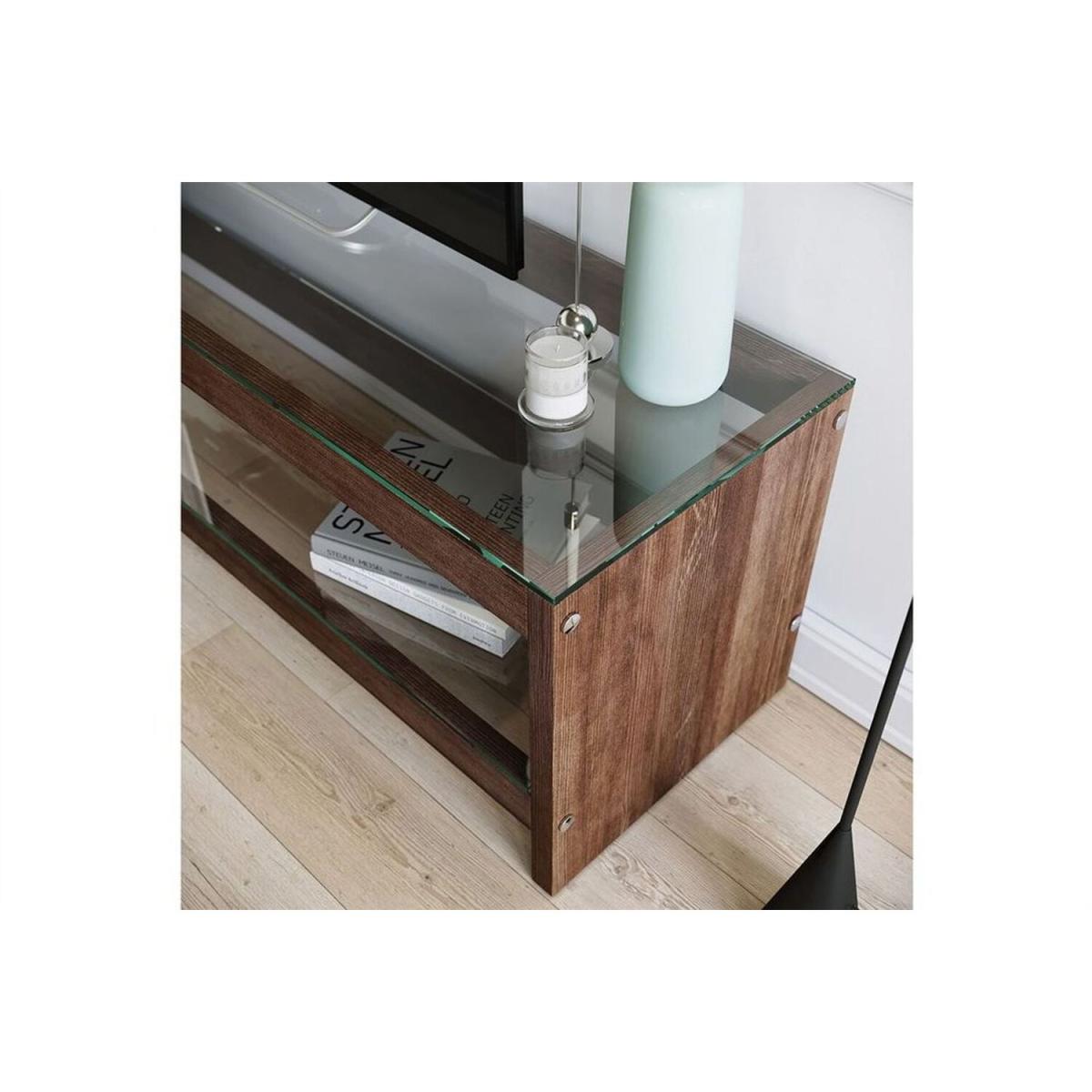 Pisagor Solid Wood and Tempered Glass TV Unit Tv300 Transparent Walnut - Transparent & Walnut – image 3