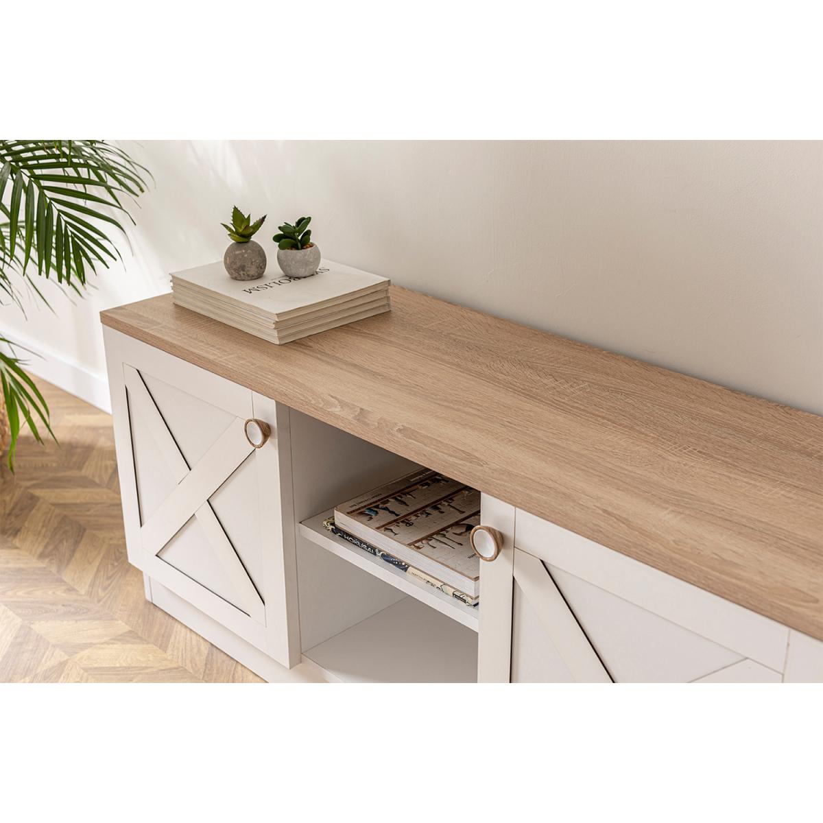 Coastal Home - TV Unit - White and Oak – image 2