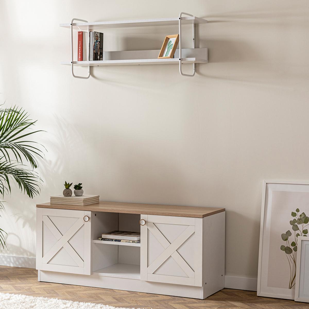 Coastal Home - TV Unit - White and Oak – image 3
